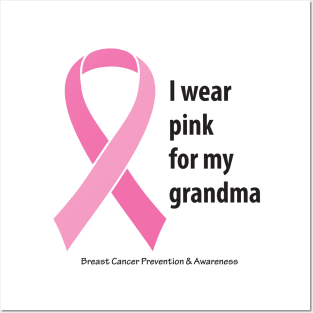 Breast cancer ribbon for grandma, with black type Posters and Art